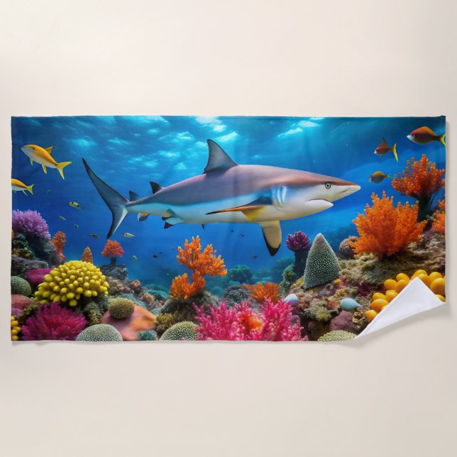 De Plage Serviette Shark Beach (Devant)