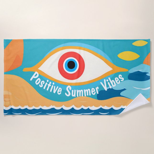 De Plage Vibes d'été positives Evil Eye moderne serviette d (Devant)