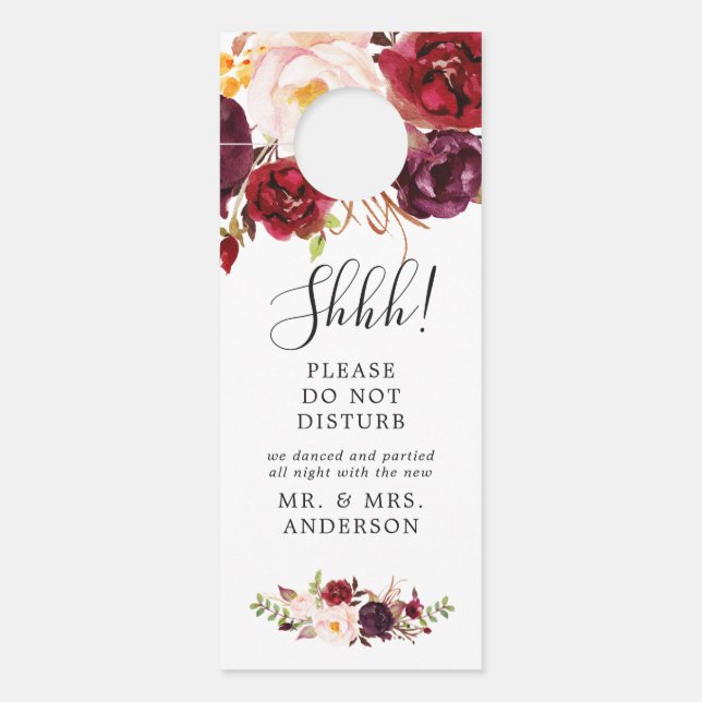De Porte Boho Marsala Floral Mariage Bienvenue Affichette d (Devant)