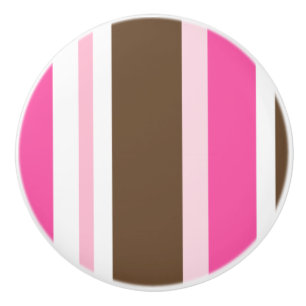 De Porte En Céramique Bouton Rose Marron Blanc Rayure