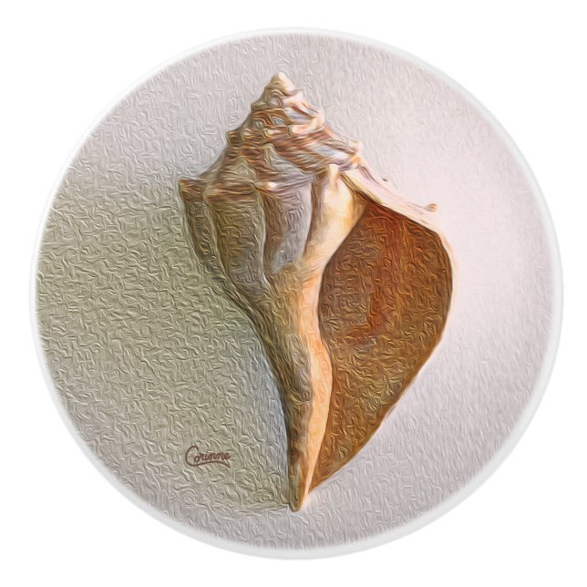 De Porte En Céramique Coquillage 2 R - bouton (Devant)