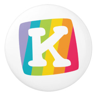 De Porte En Céramique Lettre décorative K bouton arc-en-ciel monogramm