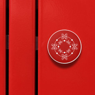 De Porte En Céramique Rouge et blanc   Cercles concentrés Bouton décorat