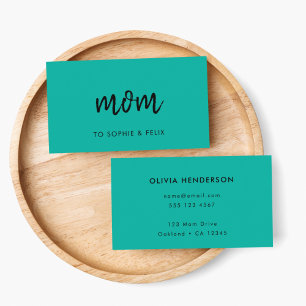 De Réduction Maman moderne   Carte Turquoise Green Mommy Contac