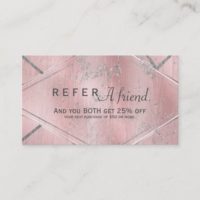 De Référencement Carte cliente Pink & Silver Satin RECOMMANDER UN A (Devant)