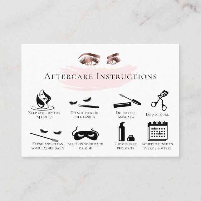 De Référencement Lash Lashes Aftercare Lashes Carte d'Aftercare Mar (Dos)