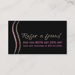 De Référencement RECOMMANDER UN AMI Carte Noir Pailleté Or et Rose