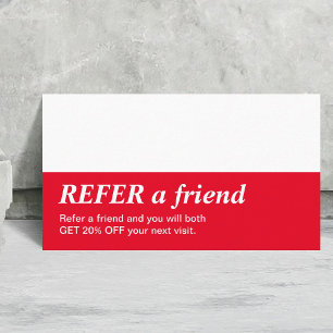 De Référencement Simple Elegant Rouge Blanc Référer une carte d'ami