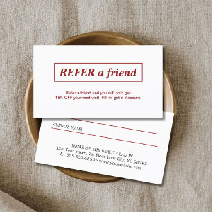 De Référencement Simple Elegant Rouge Blanc Référer une carte d'ami