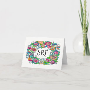 De Remerciements 2 Carte Pretty Floral Monogram