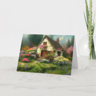 DE REMERCIEMENTS ANGLAIS COTTAGE BLANC GREETING CARTE