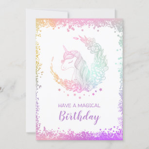 De Remerciements Belle Parties scintillant Magique Unicorne Carte A