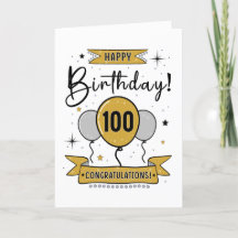 Bonne carte 100e anniversaire en or