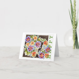 De Remerciements Bright Watercolor HAPPY BANTHDAY! carte pliée