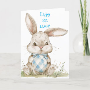 DE REMERCIEMENTS BUNNY EN CARTE BLUE PREMIER PÂQUES