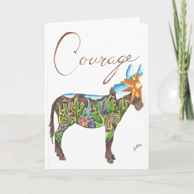 De Remerciements Cactus sud-ouest Mule par Sherry Jarvis Carte plié (Devant)