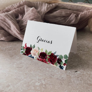 De Remerciements Calligraphie d'automne Carte Gracias Mariage pliée