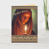 Carte à bougie Shabbat Shalom pour femme juive