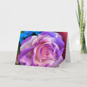 De Remerciements Carte blanche violet et rose