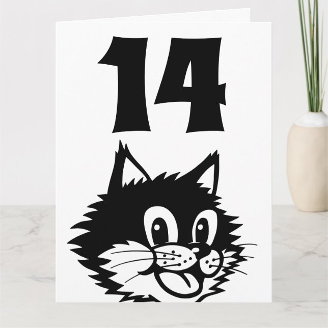 DE REMERCIEMENTS CARTE CHAT D'ANNIVERSAIRE 14 ANS (Devant)