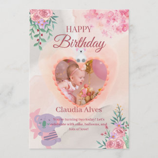 De Remerciements Carte d'anniversaire Adorable Koala & Fille pour E