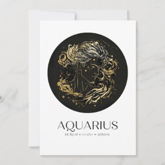 De Remerciements Carte d'anniversaire Aquarius Black & Gold Zodiac