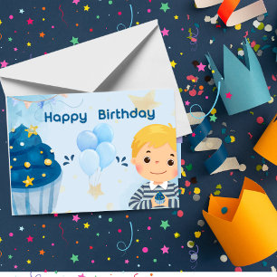 De Remerciements Carte d'Anniversaire Bleu Beau - Amical Anniversai