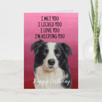 Carte d'anniversaire Collie à la frontière personn