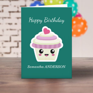 De Remerciements Carte d'anniversaire Cupcake Kawaii