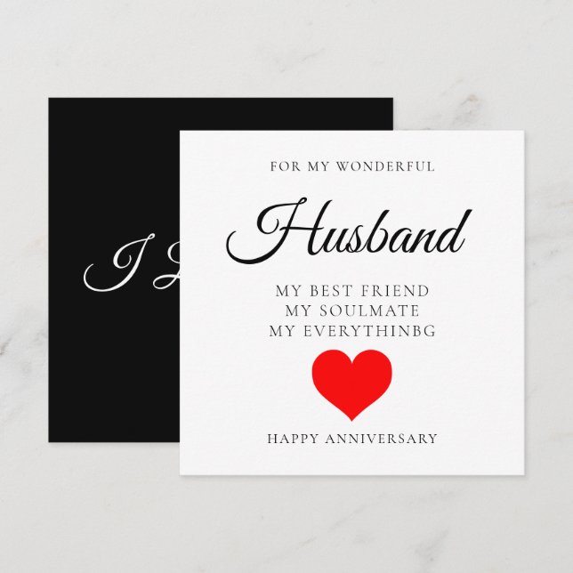 De Remerciements Carte d'anniversaire du Mariage du mari personnali (Devant / Derrière)