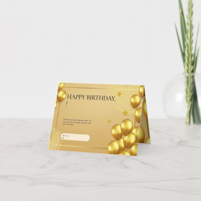 De Remerciements Carte d'anniversaire en or : Brillez ! (Devant)