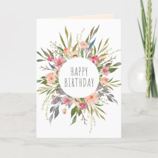 De Remerciements Carte d'anniversaire florale pastel moderne