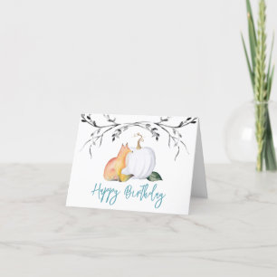 De Remerciements Carte d'anniversaire Fox et Citrouille Automne Aqu