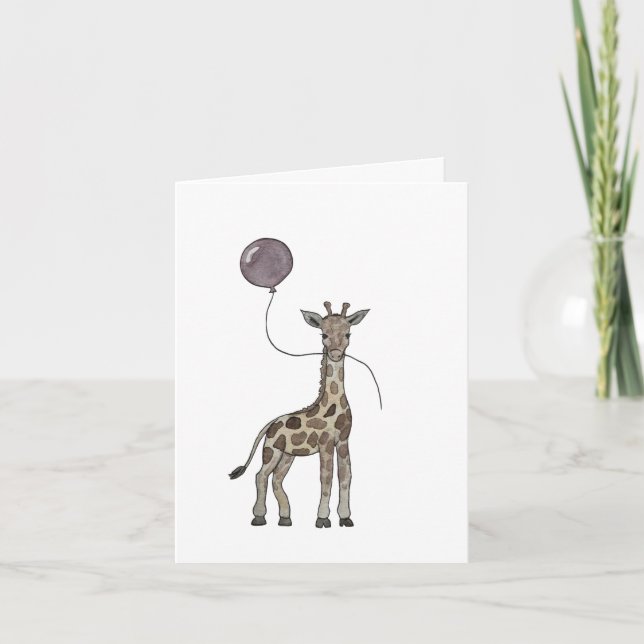 De Remerciements carte d'anniversaire girafe (Devant)
