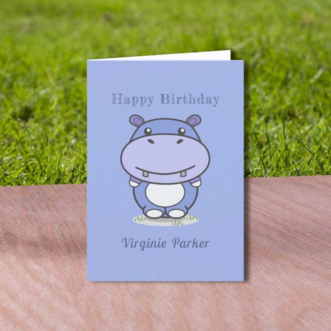 De Remerciements Carte d'anniversaire Hippo (Cute Hippo Birthday Card)