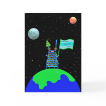 Carte d'anniversaire pliée amusant Alien par Jo Im