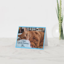 Carte d'anniversaire Sleepy Ginger Cat 70e