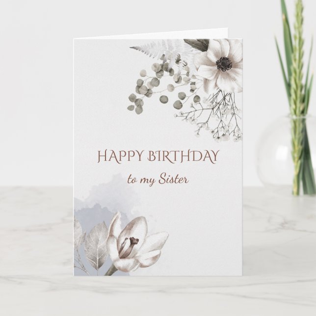 De Remerciements Carte d'anniversaire Soeur Aquarelle Roses (Devant)