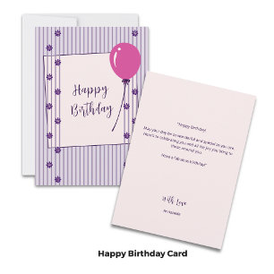 De Remerciements Carte d'anniversaire vintage fleurs et rayures lav