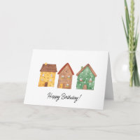 Carte d'anniversaire Watercolor House Real Estate 