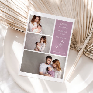 De Remerciements Carte d'annonce photo bébé violet minimaliste bohè