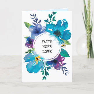 De Remerciements Carte d'écriture moderne bleu aquarelle florale bi