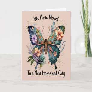 De Remerciements Carte déplacée avec papillon et fleurs