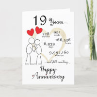 Carte du 19e anniversaire du Mariage avec ballons