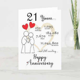 De Remerciements Carte du 21e anniversaire du Mariage avec ballons 