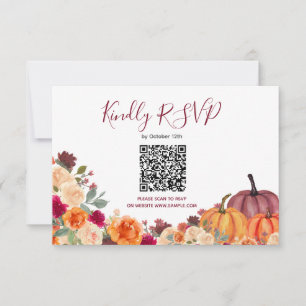De Remerciements Carte En Ligne Bural Orange Citrouille Floral Rsvp