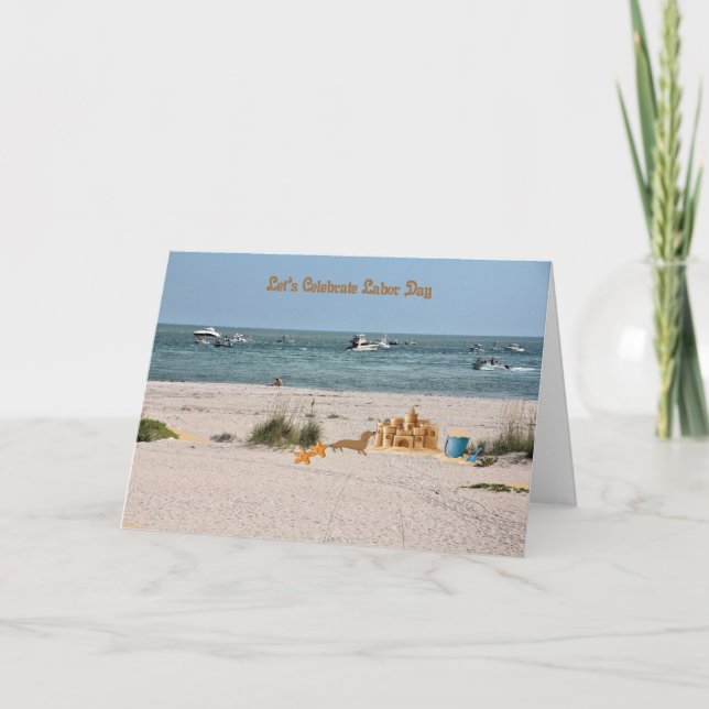 De Remerciements Carte Fête du Travail avec Plage & Bateaux (Devant)