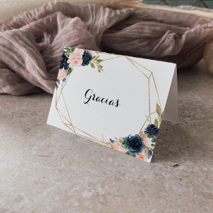 De Remerciements Carte Gracias Mariage Flore Géométrique Or