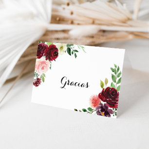 De Remerciements Carte Gracias Mariage pliée en calligraphie bordea
