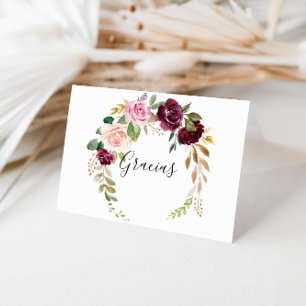 De Remerciements Carte Gracias Mariage pliée Rustique Floral